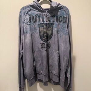 y2k Affliction Charcoal Graphic Hoodie